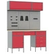 8-Частен Работен Комплект с Кош и Пегборд от MDF и Метал, Червен, 150x55x200 см