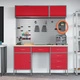 8-Частен Работен Комплект с Кош и Пегборд от MDF и Метал, Червен, 150x55x200 см