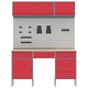 8-Частен Работен Комплект с Кош и Пегборд от MDF и Метал, Червен, 150x55x200 см