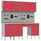 Комплект Работна Масичка от 10 Части - Червена Стоманена Конструкция, 200 x 55 x 200 см