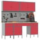 Комплект Работна Масичка от 10 Части - Червена Стоманена Конструкция, 200 x 55 x 200 см