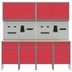 10-частов комплект работен кабинет с инструменти - червен MDF и метал, 200 x 55 x 200 см