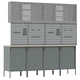 Комплект работна станция 10 части - черно MDF и метал с шкафчета и перфорирана дъска за инструменти