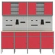 Комплект за работа с 10 части - Работен шкаф с панел от MDF и метал, червен, 200 x 55 x 200 см