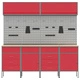 10 части работен шкаф с перфорирана дъска - червен MDF и метал, 200x55x200 см