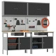 Комплект работни маси от 8 части в черна стомана - работилница 200 x 55 x 200 см