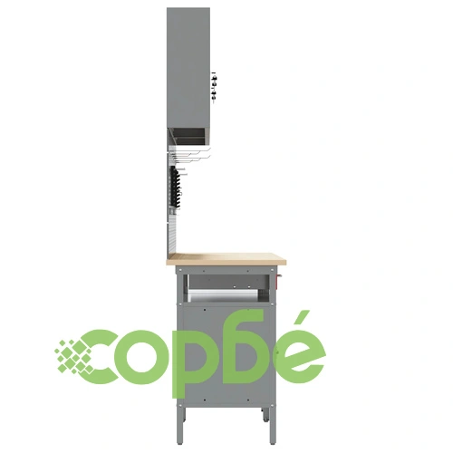8-частов комплект работна маса с метални панели, червен и сив ➤ топ цена ➤ sorbe.bg