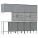 12-Частен Комплект Работен Шкаф с Пегборд - Черен MDF и Метал 255x55x220 см