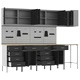 12-Частен Комплект Работен Шкаф с Пегборд - Черен MDF и Метал 255x55x220 см