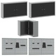 12-Частен Комплект Работен Шкаф с Пегборд - Черен MDF и Метал 255x55x220 см