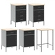 12-Частен Комплект Работен Шкаф с Пегборд - Черен MDF и Метал 255x55x220 см
