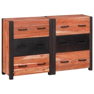 Шкаф за съхранение с 6 чекмеджета от масивна акация 110 x 30 x 75 см, кафяв