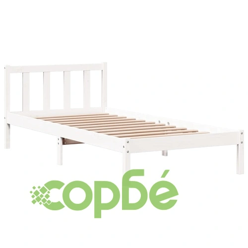 Легло от масивен бор с рафтове за книги, 90x190 см, бяло, без матрак ➤ топ цена ➤ sorbe.bg