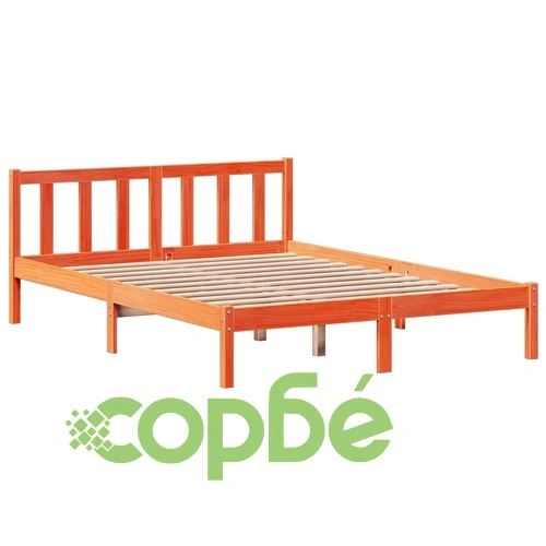 Легло от масивен бор с етажерка за книги, 140x190 см, без матрак ➤ топ цена ➤ sorbe.bg