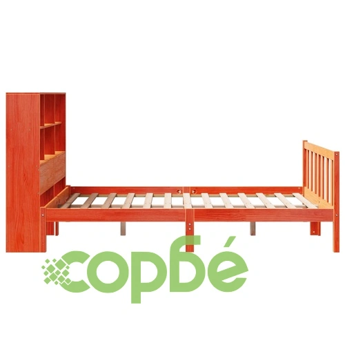 Легло от масивен бор с етажерка за книги, 140x190 см, без матрак ➤ топ цена ➤ sorbe.bg