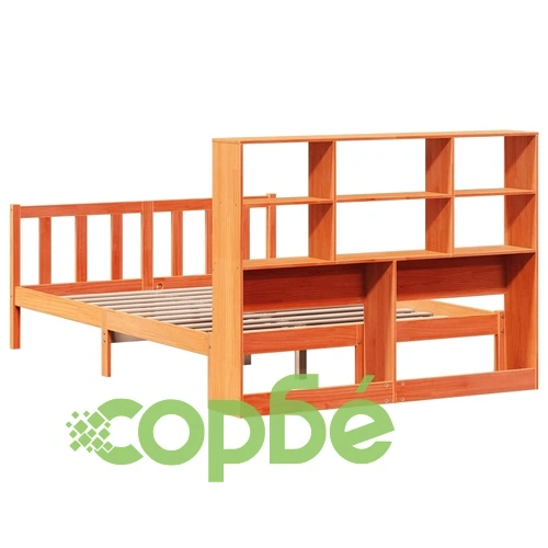 Легло от масивен бор с етажерка за книги, 140x190 см, без матрак ➤ топ цена ➤ sorbe.bg