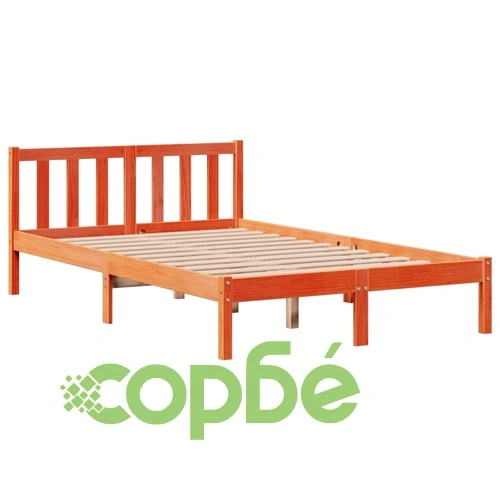 Легло от масивна борова дървесина с етажерка за книги, 120x190 см, без матрак ➤ топ цена ➤ sorbe.bg