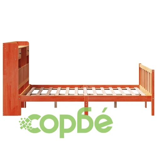 Легло от масивна борова дървесина с етажерка за книги, 120x190 см, без матрак ➤ топ цена ➤ sorbe.bg