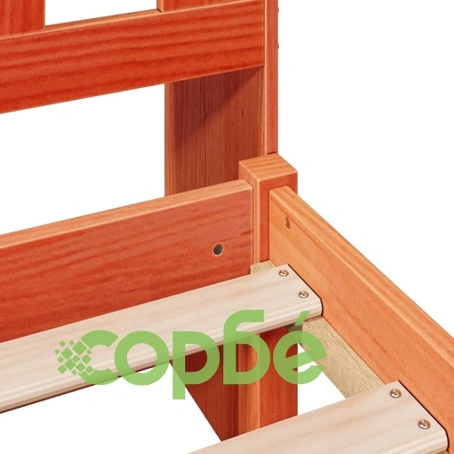 Легло от масивна борова дървесина с етажерка за книги, 120x190 см, без матрак ➤ топ цена ➤ sorbe.bg