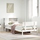 Дървено легло от масив бор с етажерка за книги, 90x200 см, бяло, без матрак