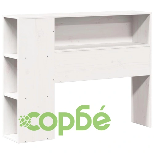 Дървено легло от масив бор с етажерка за книги, 90x200 см, бяло, без матрак ➤ топ цена ➤ sorbe.bg