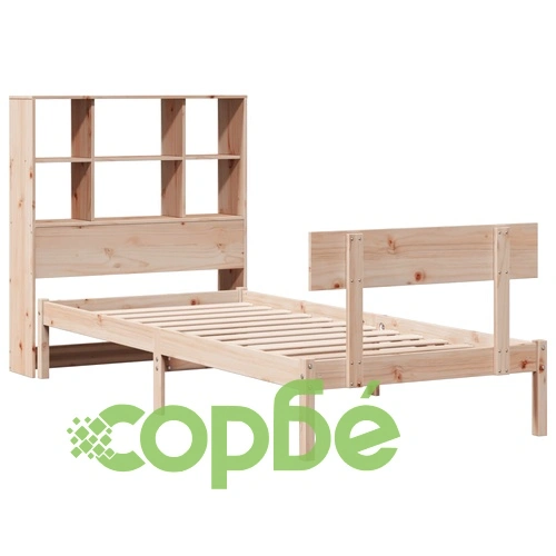 Легло от масивна борова дървесина с рафтове за книги, 90x200 см, без матрак ➤ топ цена ➤ sorbe.bg