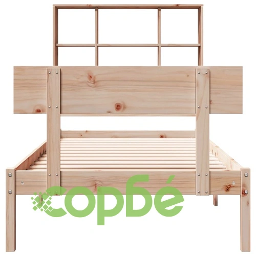 Легло от масивна борова дървесина с рафтове за книги, 90x200 см, без матрак ➤ топ цена ➤ sorbe.bg