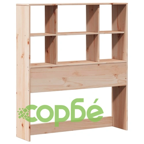 Легло от масивна борова дървесина с рафтове за книги, 90x200 см, без матрак ➤ топ цена ➤ sorbe.bg