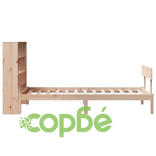 Легло от масивна борова дървесина с рафтове за книги, 90x200 см, без матрак ➤ топ цена ➤ sorbe.bg