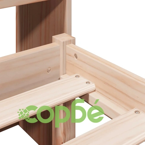 Легло от масивна борова дървесина с рафтове за книги, 90x200 см, без матрак ➤ топ цена ➤ sorbe.bg