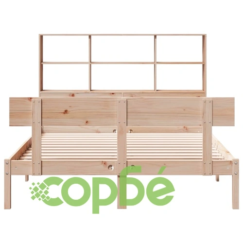 Легло от масивна борова дървесина с етажерка за книги, 160x200 см, без матрак ➤ топ цена ➤ sorbe.bg