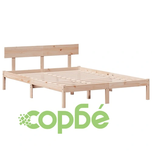 Легло от масивна борова дървесина с етажерка за книги, 160x200 см, без матрак ➤ топ цена ➤ sorbe.bg