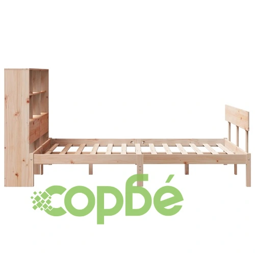 Легло от масивна борова дървесина с етажерка за книги, 160x200 см, без матрак ➤ топ цена ➤ sorbe.bg