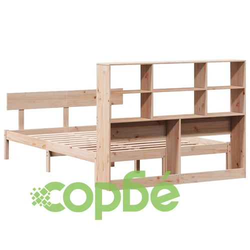 Легло от масивна борова дървесина с етажерка за книги, 160x200 см, без матрак ➤ топ цена ➤ sorbe.bg