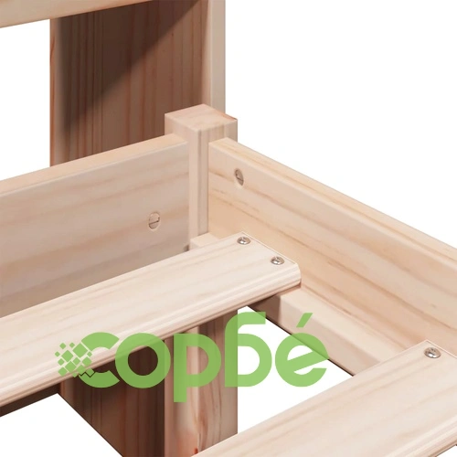 Легло от масивна борова дървесина с етажерка за книги, 160x200 см, без матрак ➤ топ цена ➤ sorbe.bg