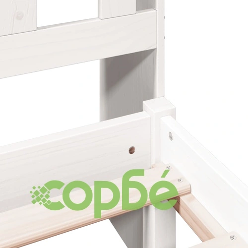 Легло с етажерка за книги от бор масив, 140x190 см, бяло, без матрак ➤ топ цена ➤ sorbe.bg