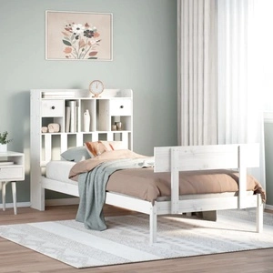 Легло от масив бор с етажерка за книги, 100x200 см, без матрак