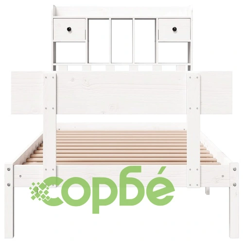 Легло от масив бор с етажерка за книги, 100x200 см, без матрак ➤ топ цена ➤ sorbe.bg