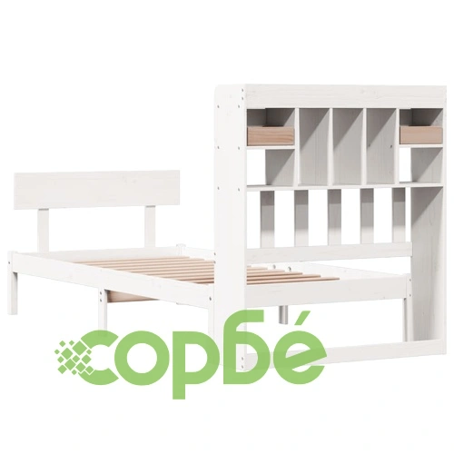 Легло от масив бор с етажерка за книги, 100x200 см, без матрак ➤ топ цена ➤ sorbe.bg