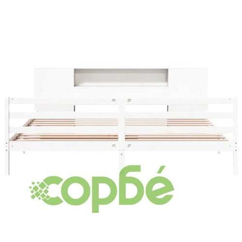 Легло от масивна борова дървесина с етажерка за книги, 180x200 см, без матрак ➤ топ цена ➤ sorbe.bg