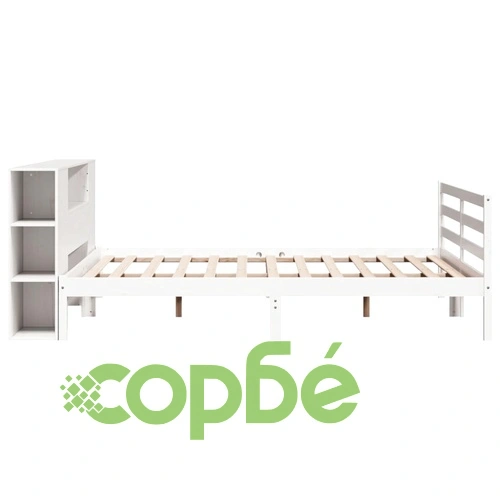 Легло от масивна борова дървесина с етажерка за книги, 180x200 см, без матрак ➤ топ цена ➤ sorbe.bg