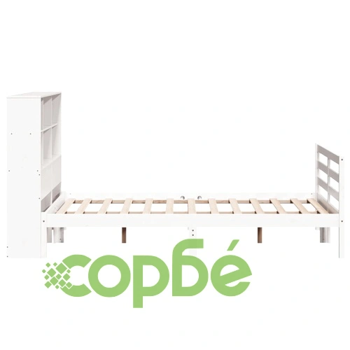 Легло от масивен бор с етажерка за книги, 135x190 см, без матрак ➤ топ цена ➤ sorbe.bg