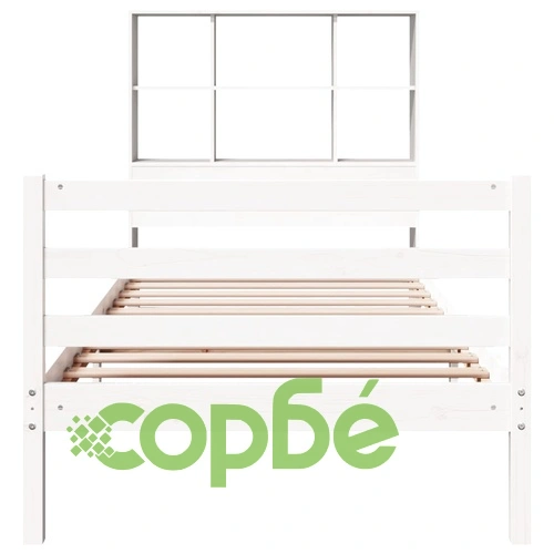 Легло с етажерка за книги от бор масив, бяло, 90x200 см, без матрак ➤ топ цена ➤ sorbe.bg