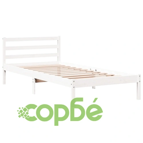 Легло с етажерка за книги от бор масив, бяло, 90x200 см, без матрак ➤ топ цена ➤ sorbe.bg