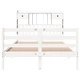 Легло с табла-етажерка за книги, 135x190 см, бор масив, бяло
