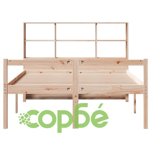 Легло от масивна борова дървесина с етажерка за книги, 140x190 см, без матрак ➤ топ цена ➤ sorbe.bg