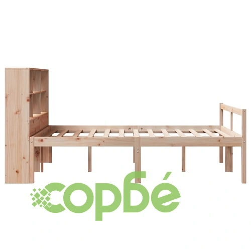 Легло от масивна борова дървесина с етажерка за книги, 140x190 см, без матрак ➤ топ цена ➤ sorbe.bg