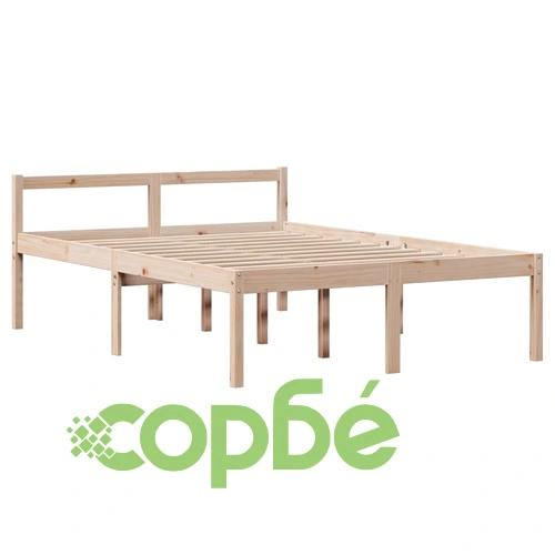 Легло от масивна борова дървесина с етажерка за книги, 140x190 см, без матрак ➤ топ цена ➤ sorbe.bg