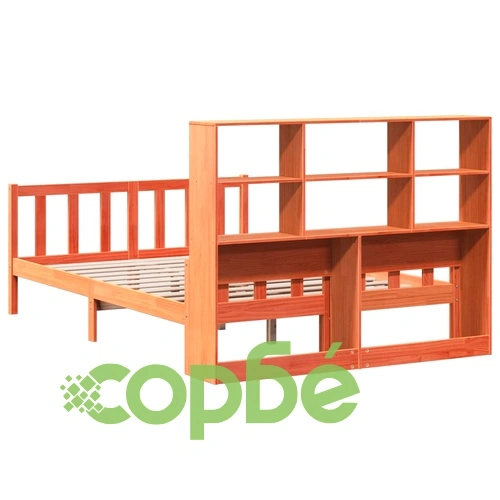 Легло от масивна борова дървесина с етажерка за книги, 150x200 см, восъчнокафяво ➤ топ цена ➤ sorbe.bg