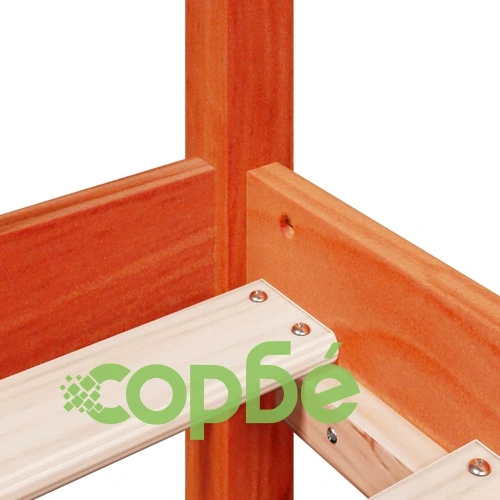 Дървено легло с етажерка за книги от масив бор, 180x200 см, без матрак ➤ топ цена ➤ sorbe.bg